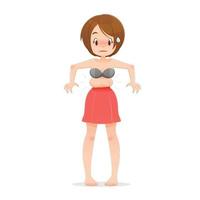 una mujer con exceso de grasa abdominal. vector