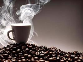 cup of coffee with steam rising out of it. Generative AI. photo