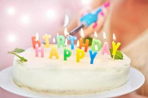 Birthday cake with candles photo