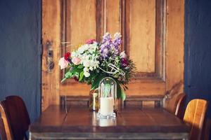 Cozy wooden interior of restaurant photo