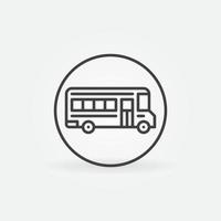 School Bus vector thin line concept round minimal icon