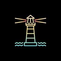 Lighthouse with Light in Sea vector colorful outline icon