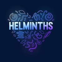 Helminths vector concept heart shaped blue illustration or banner