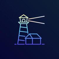 Lighthouse with House vector thin line concept colorful icon