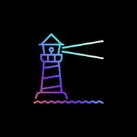 Lighthouse in Ocean outline vector concept colorful icon