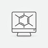 Computer with Chemical Formula vector concept thin line icon