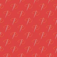 White Needle with Thread red seamless pattern. Needlework background vector