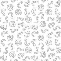 Worm vector outline seamless pattern - Earthworm background