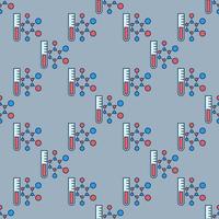 Test-Tube with Chemical Formula vector Science colored Seamless Pattern