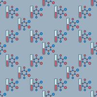 Test-Tube with Chemical Formula vector Science colored Seamless Pattern