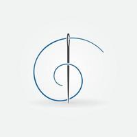 Sewing Needle with Blue Thread vector icon. Handicraft symbol