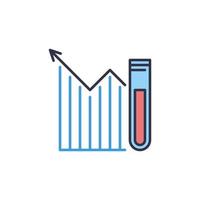 gráfico con tubo de ensayo vector estadística concepto icono color