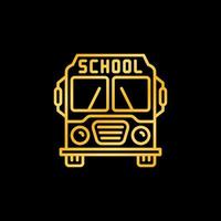 School Bus vector concept yellow linear icon or sign