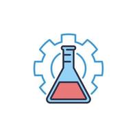 Flask inside Cog Wheel vector Science and Chemistry colored icon