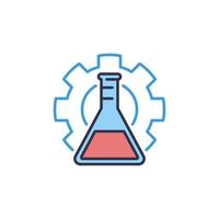 Flask inside Cog Wheel vector Science and Chemistry colored icon