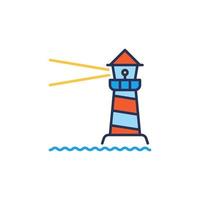 Lighthouse in Sea vector concept colored icon or sign