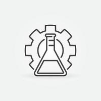 Flask inside Gear vector Science Lab concept line icon or symbol