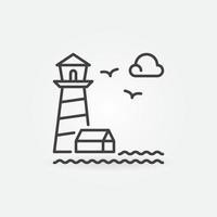 Lighthouse with House and Clouds vector concept outline icon