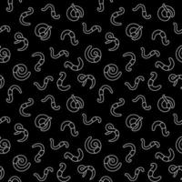 Earthworms vector line seamless pattern with worms signs