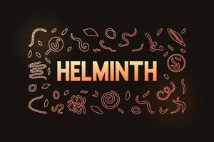 Helminth vector concept horizontal colored illustration on dark background