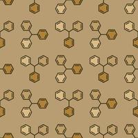 Hexagonal Molecular Structure vector Brown Seamless Pattern