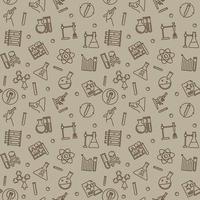 Science and Chemistry vector concept simple outline seamless pattern