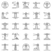 Lighthouse outline icons set. Lighthouses concept vector line symbols collection