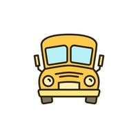 icono de color de concepto de vector de autobús escolar amarillo divertido