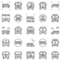 School Bus outline icons set. Buses vector transport symbols