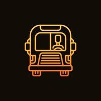 Driver in School Bus thin line vector concept yellow icon