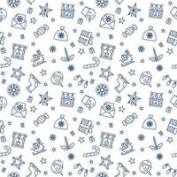 Xmas outline minimal seamless pattern - Christmas vector linear background