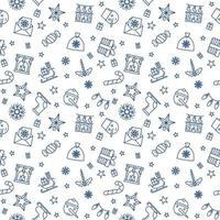 Xmas outline minimal seamless pattern - Christmas vector linear background