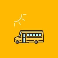 Sun and School Bus vector concept colored icon or sign