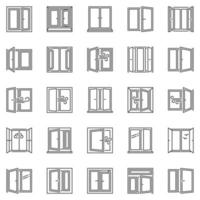 Windows outline icons set. Window concept symbols collection vector