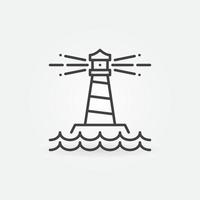 Lighthouse in the Ocean outline vector concept icon or sign