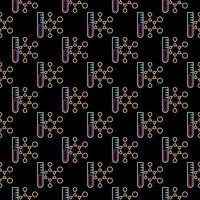 Seamless Pattern with Test Tube and Chemical Formula line icons vector