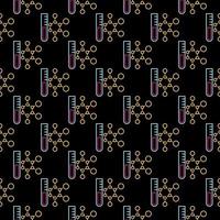 Seamless Pattern with Test Tube and Chemical Formula line icons vector