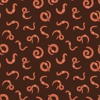 Red Earthworm and Worms vector colored seamless pattern