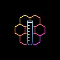 Chemical Hexagonal Formula with Test Tube vector colorful line icon