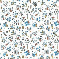 Chemistry vector colored Seamless Pattern with Test Tube and Formula symbols