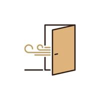 Fresh Air from Open Door vector concept colored icon or sign