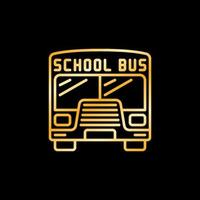 Vector School Bus concept golden line icon or symbol