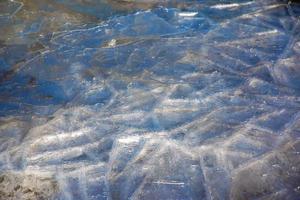 Ice surface of the river. Texture of ice shards. Winter background. photo