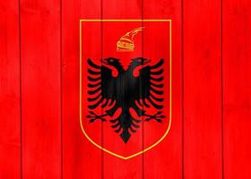 Albania flag on a textured background. Concept collage. photo