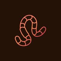 Worm vector concept Earthworm outline colorful icon or symbol