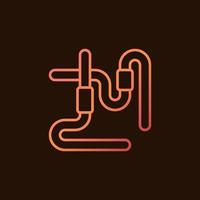 Two Worms vector concept geometric minimal colored icon or sign