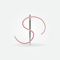 Vector Sewing Needle with Red Thread creative icon or symbol