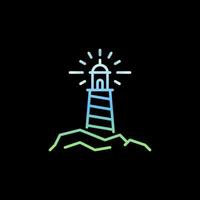 Lighthouse on the Rocks vector concept colorful line icon or sign