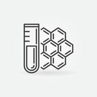 Sample Tube with Molecule concept outline icon - Chemical Formula linear symbol vector