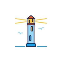 Lighthouse with Seagulls vector concept simple colored icon